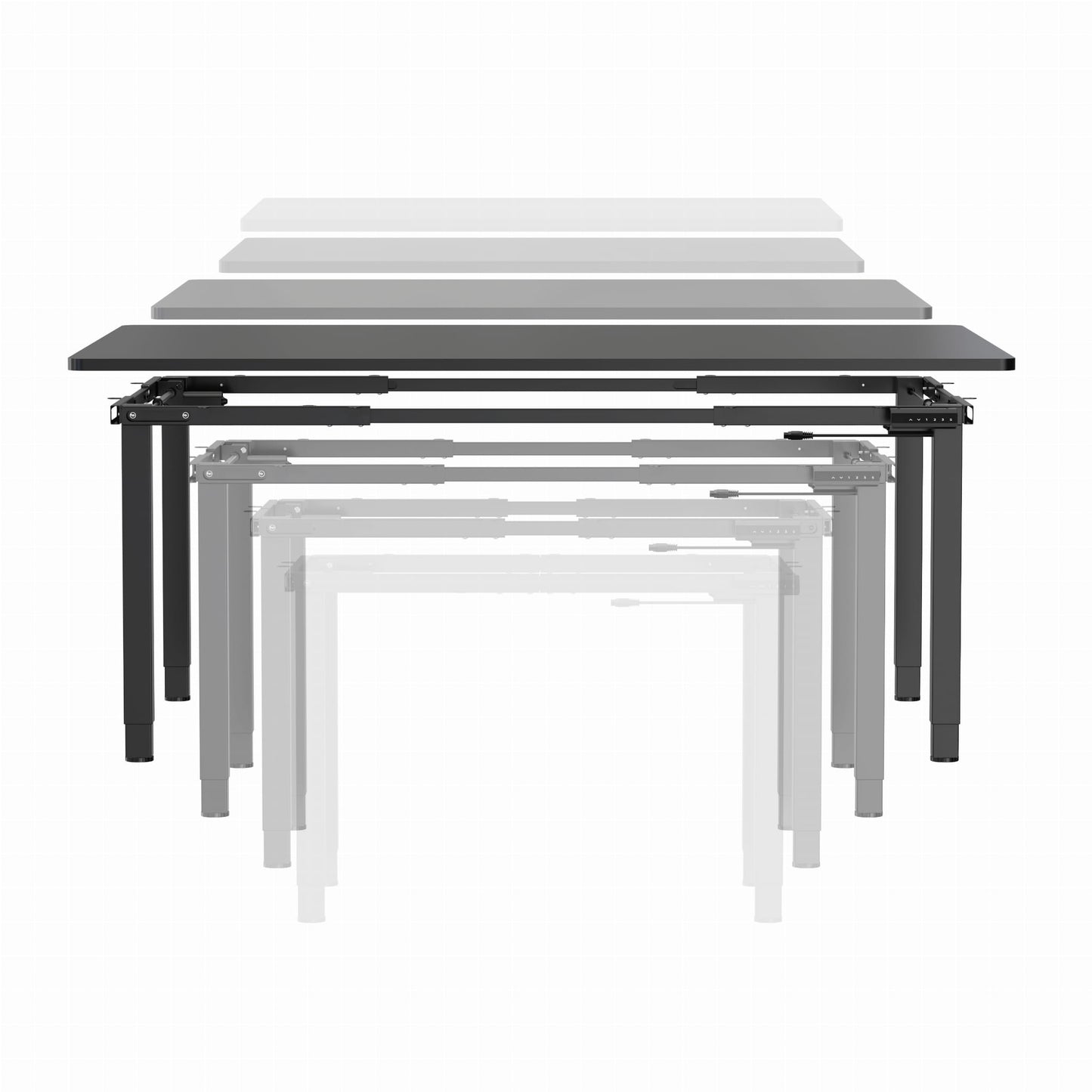 Divu dzinēju elektriski regulējams galda rāmis Flo Pro 100-170/120-200 cm melns - N1 Home