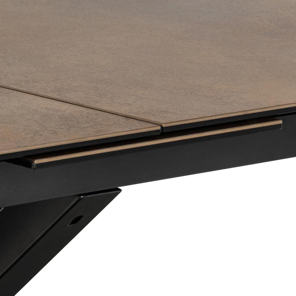 Galds Heva 200/240x100x76 cm brūna Lemco neapstrādāta keramika - N1 Home