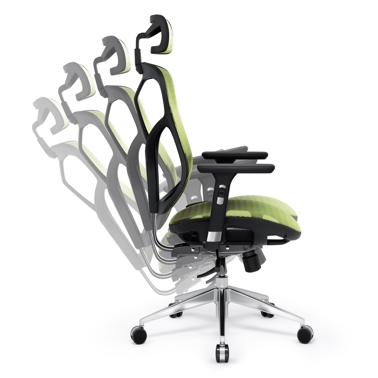 Krēsls V - Bas 119-130/50,5/68 cm melns/zaļš - N1 Home