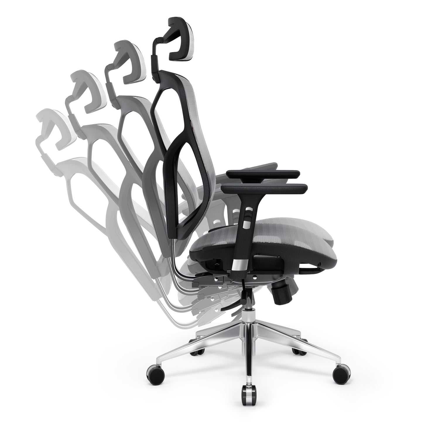Krēsls V - Bas 119-130/50,5/68 cm melns/pelēks - N1 Home