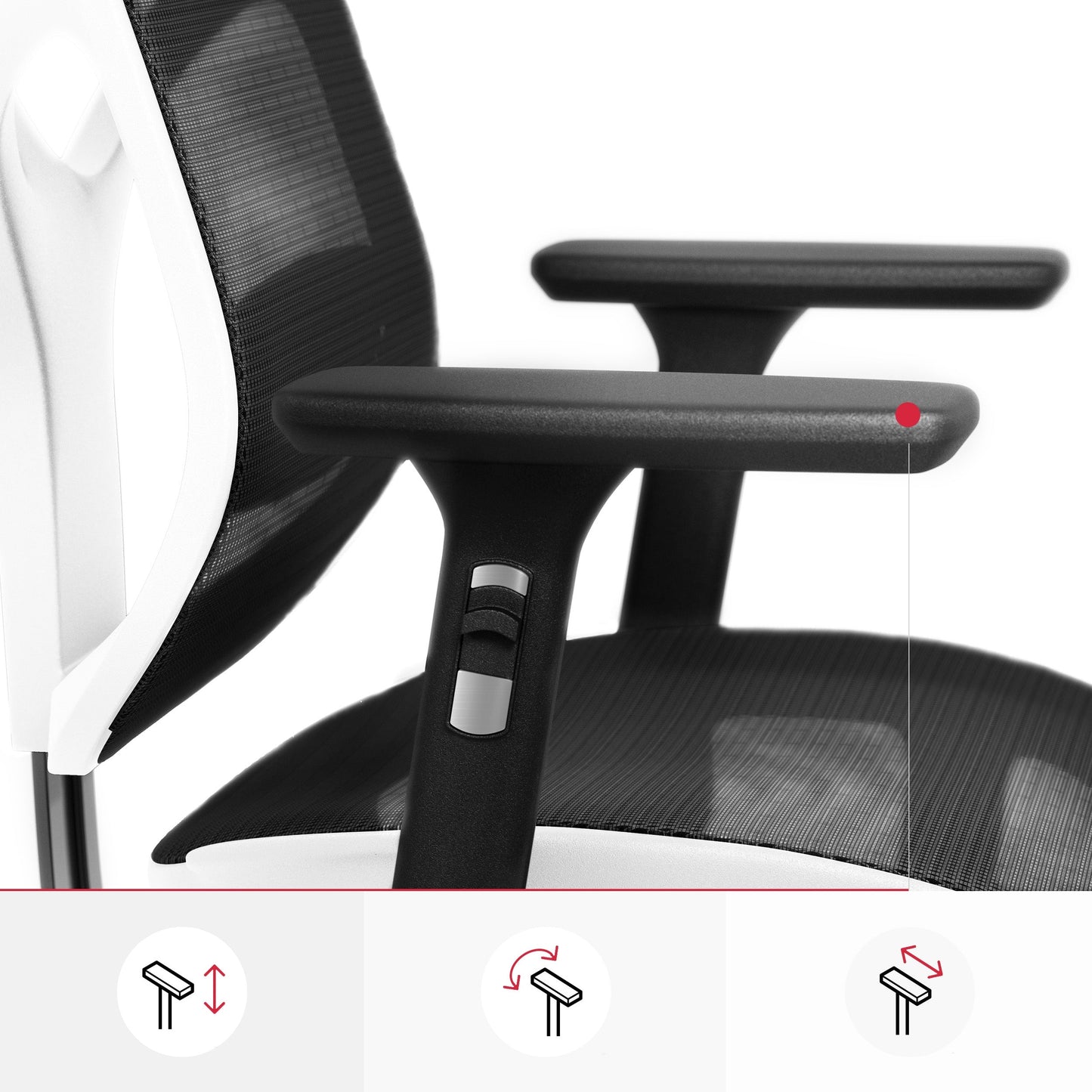 Krēsls V - Bas 119-130/50,5/68 cm balts/melns - N1 Home