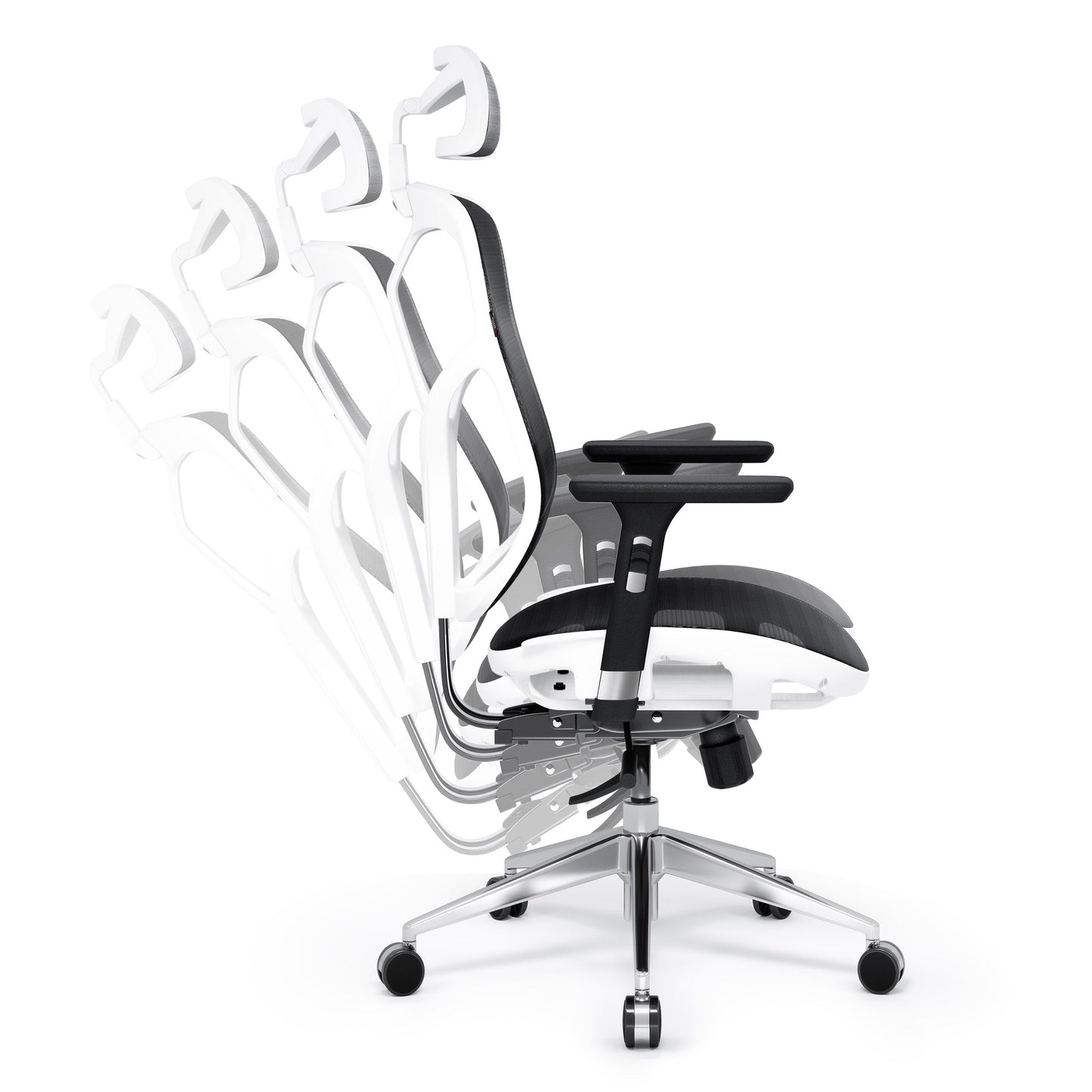 Krēsls V - Bas 119-130/50,5/68 cm balts/melns - N1 Home