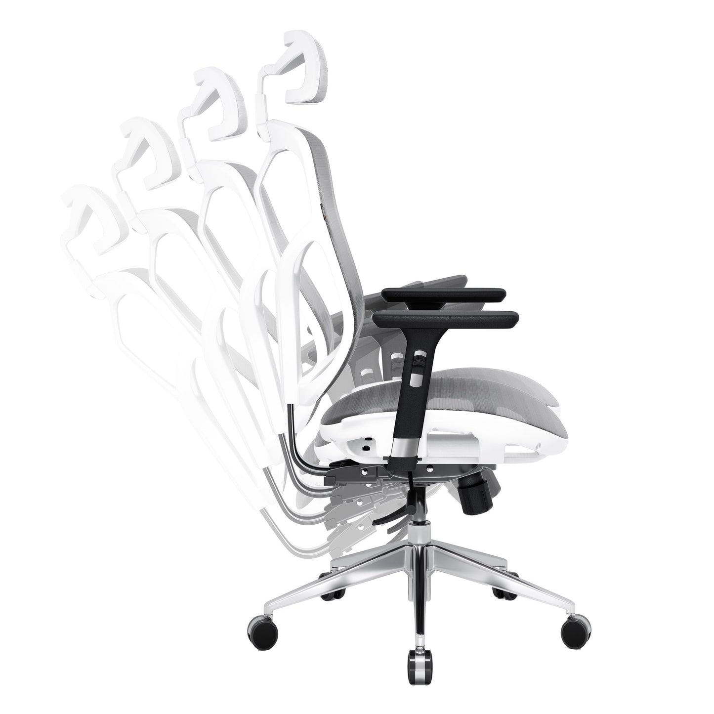 Krēsls V - Bas 119-130/50,5/68 cm balts/pelēks - N1 Home