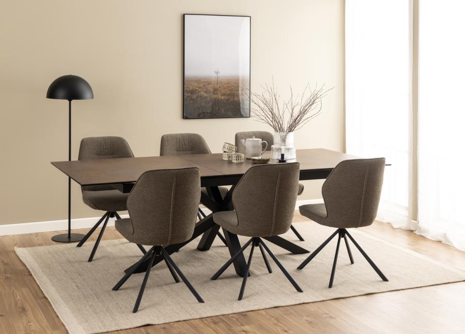 Galds Heva 200/240x100x76 cm brūna Lemco neapstrādāta keramika - N1 Home