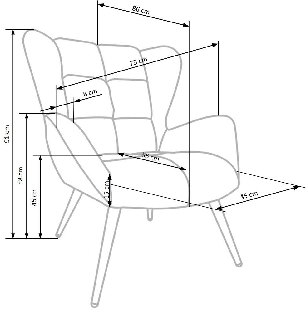 Krēsls Tyr 75/86/91/48 cm zaļš - N1 Home