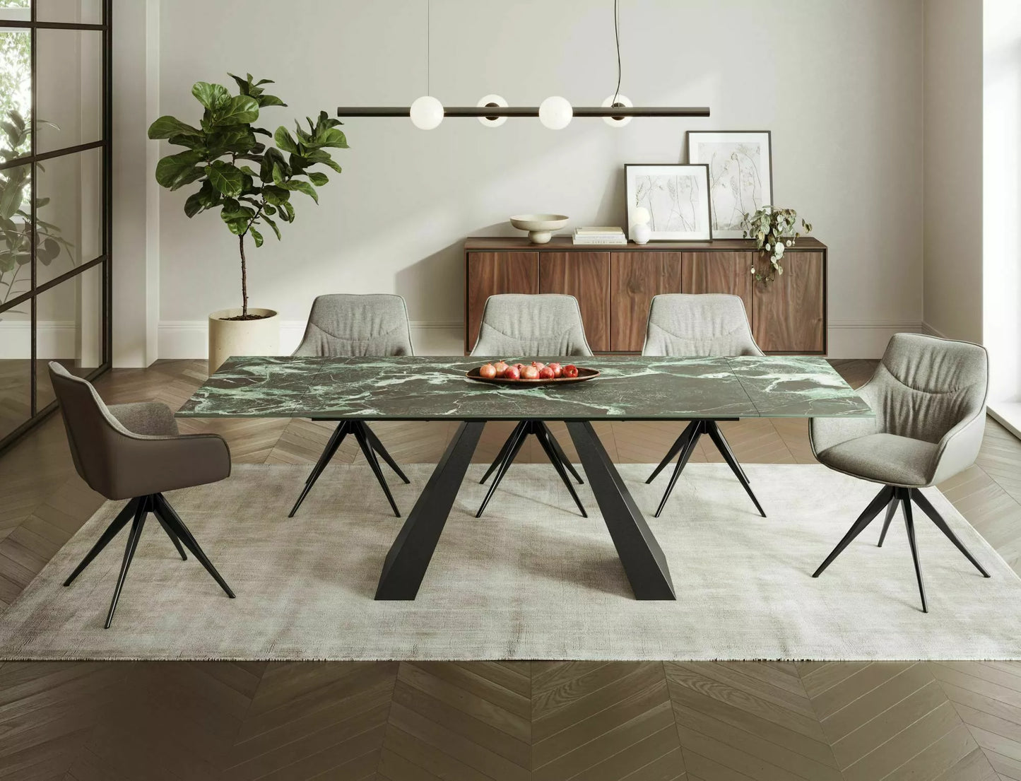 Galds Vikto 77/90/160 - 240 cm zilganzaļš matēts / matēts melns - N1 Home