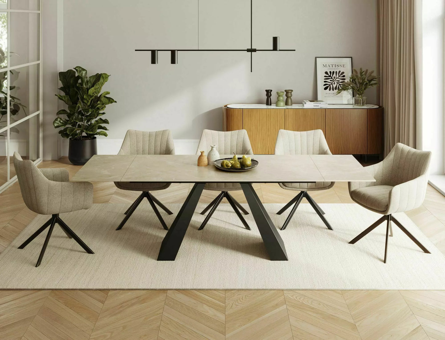 Galds Vikto 77/90/160 - 240 cm krēms matēts / matēts melns - N1 Home