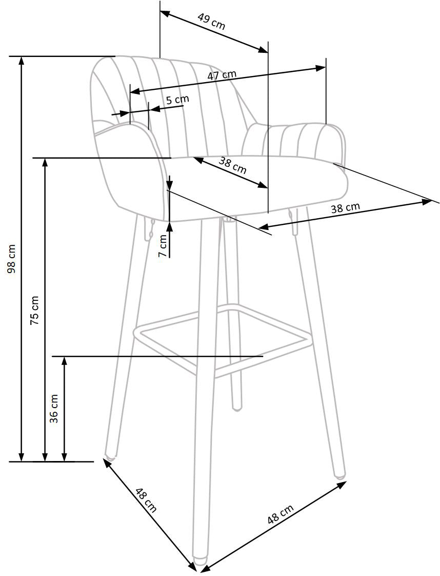 LN krēsls riekstkoks/tumši pelēks 47/49/98/75 cm - N1 Home