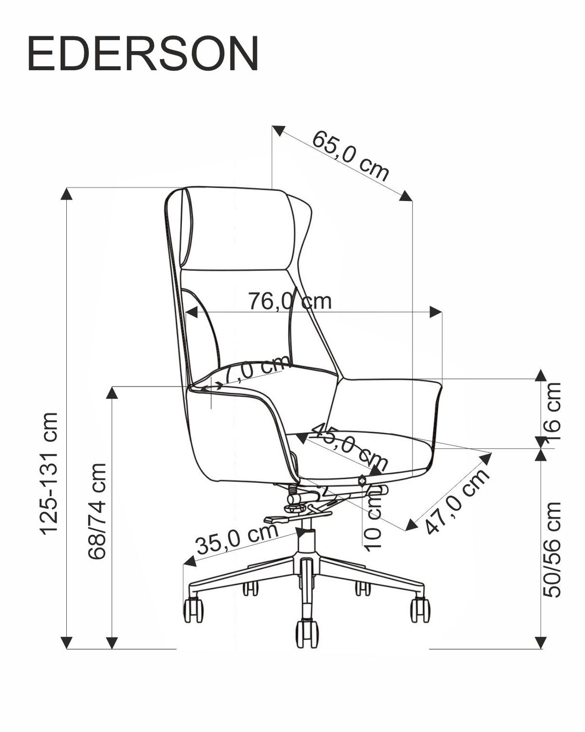 Krēsls Ede76/65/125-131/50-56 cm kapučīno - N1 Home