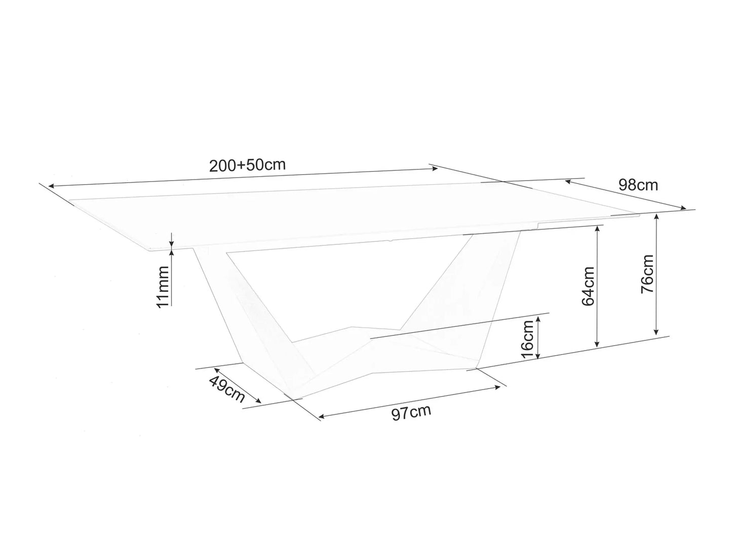 Galds DS 76/98/200-250 cm melns/valrieksts - N1 Home