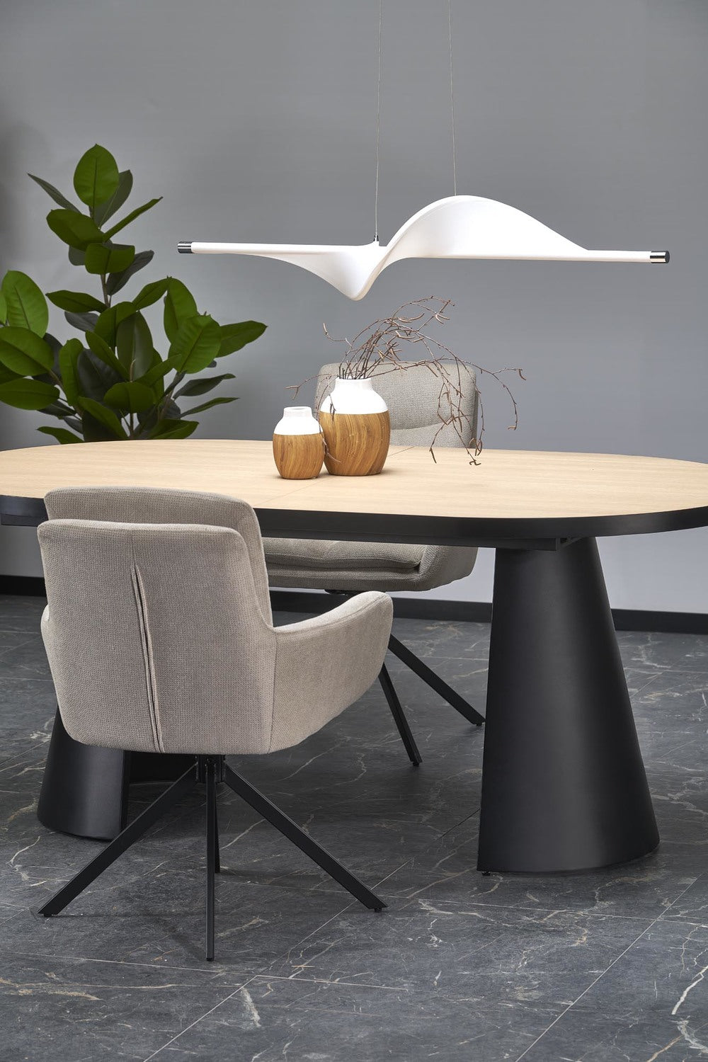 Galds Gia 180-240/100/76/78 cm melns/dabīgs - N1 Home