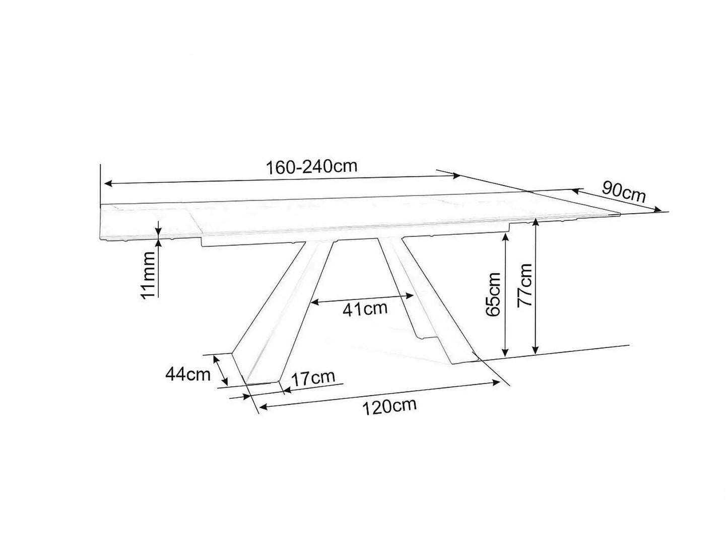 Galds Vikto 77/90/160 - 240 cm tirkīza/matēta melna - N1 Home