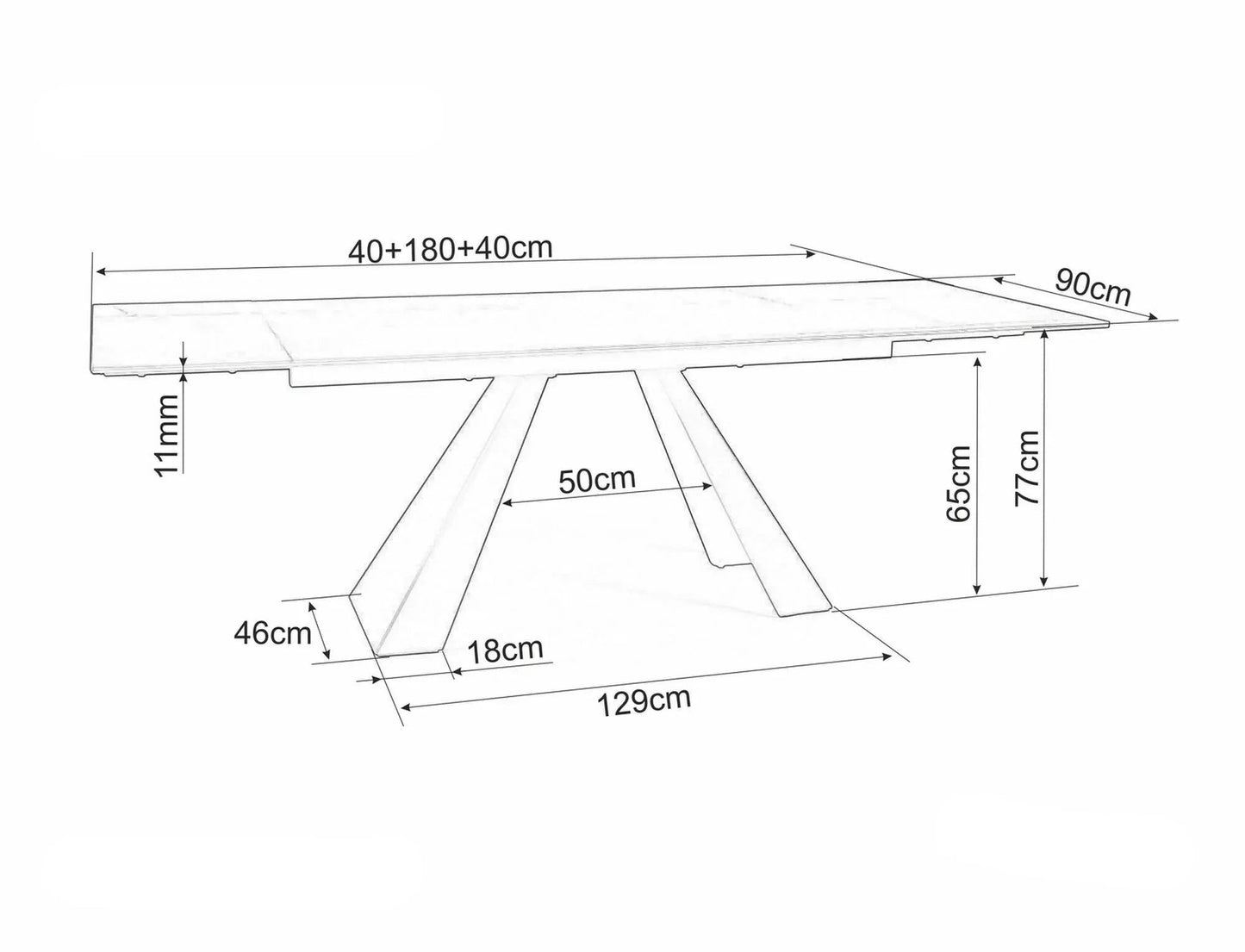 Galds Vikto 77/90/180 - 260 cm pelēka/matēta melna - N1 Home