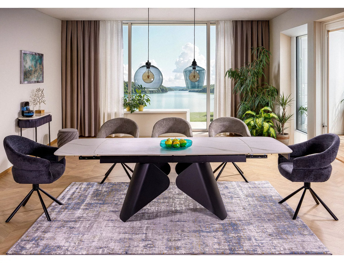 Galds Armon 75/90/160-240 cm melns/balts - N1 Home