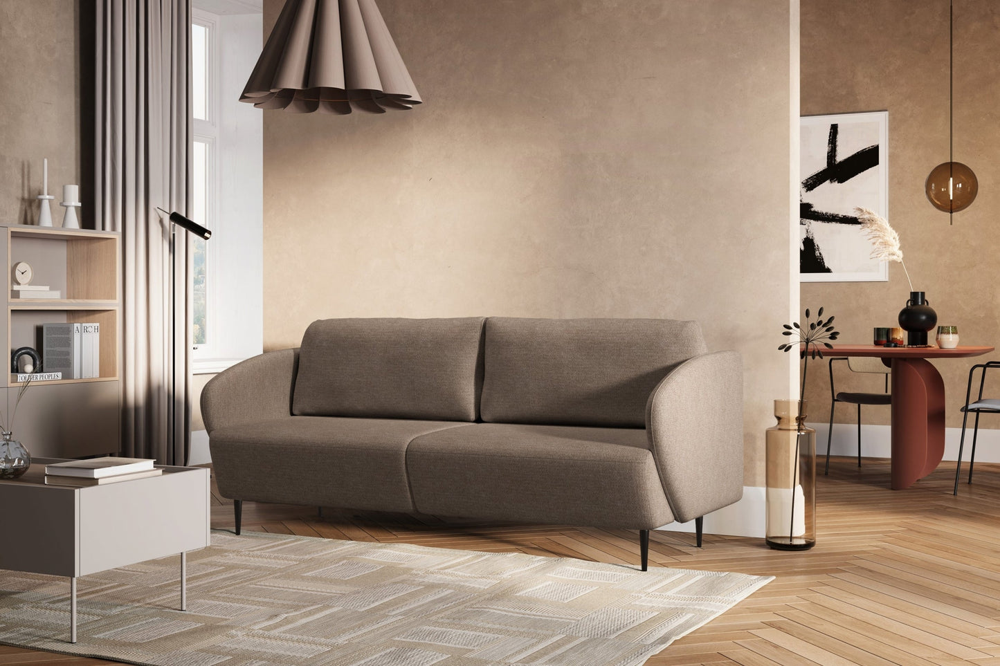 Dīvāns Nao 212/95/98 cm Uni 8002 Shitake/melnas kājas - N1 Home