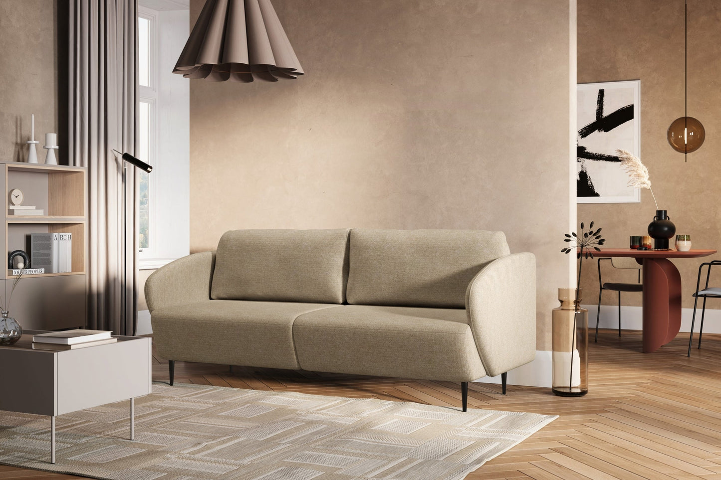 Dīvāns Nao 212/95/98 cm Uni 8005 Sand/melnas kājas - N1 Home