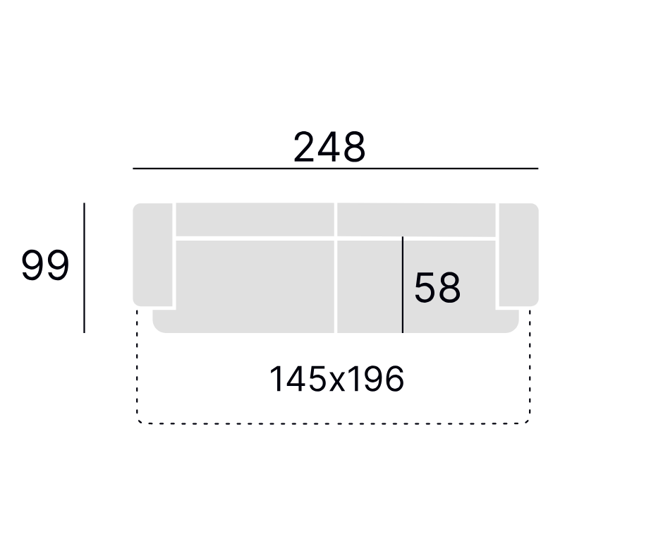 Dīvāns Loret 258/87/58 cm Matt Velvet 59