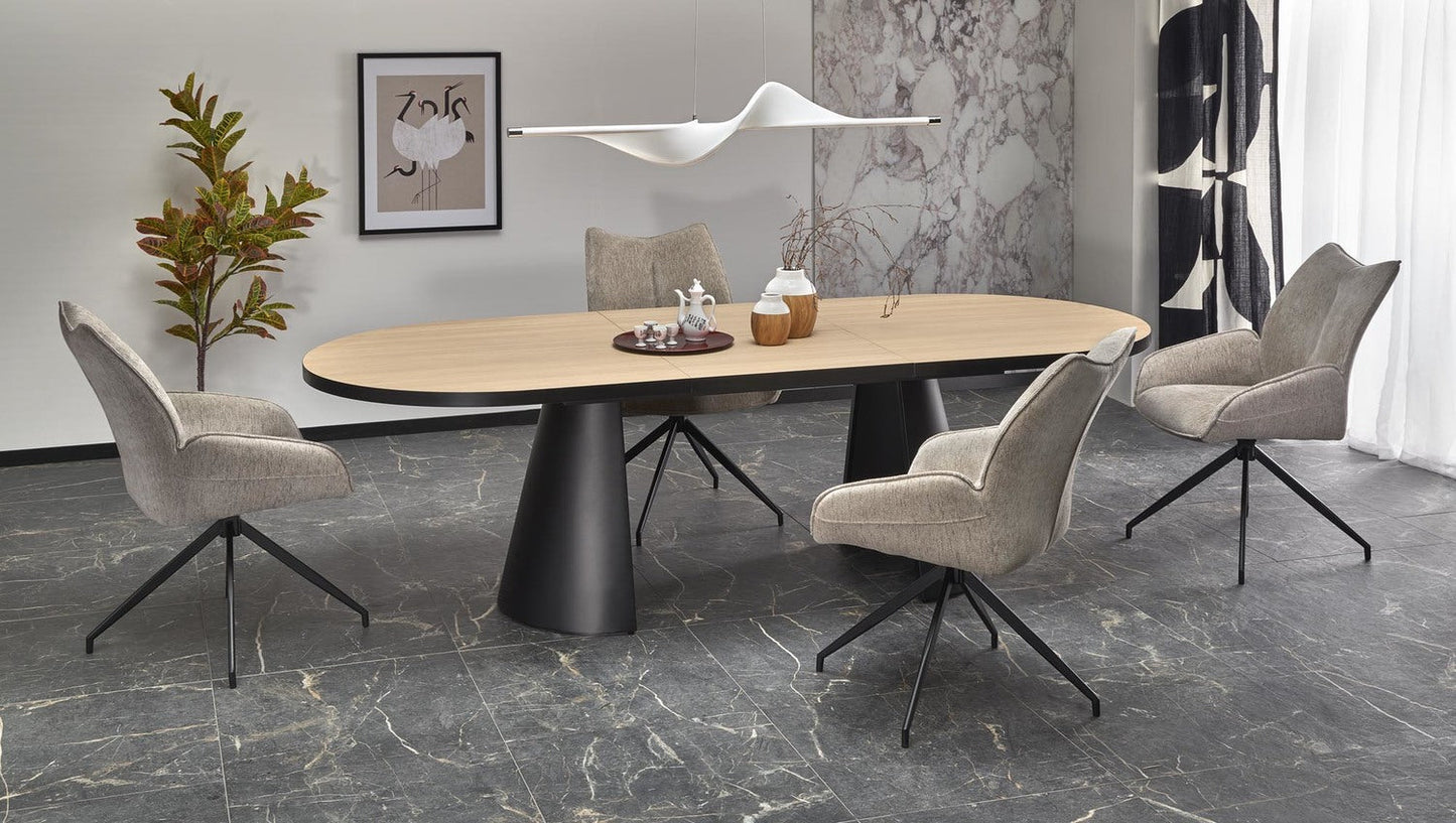 Galds Gia 180-240/100/76/78 cm melns/dabīgs - N1 Home