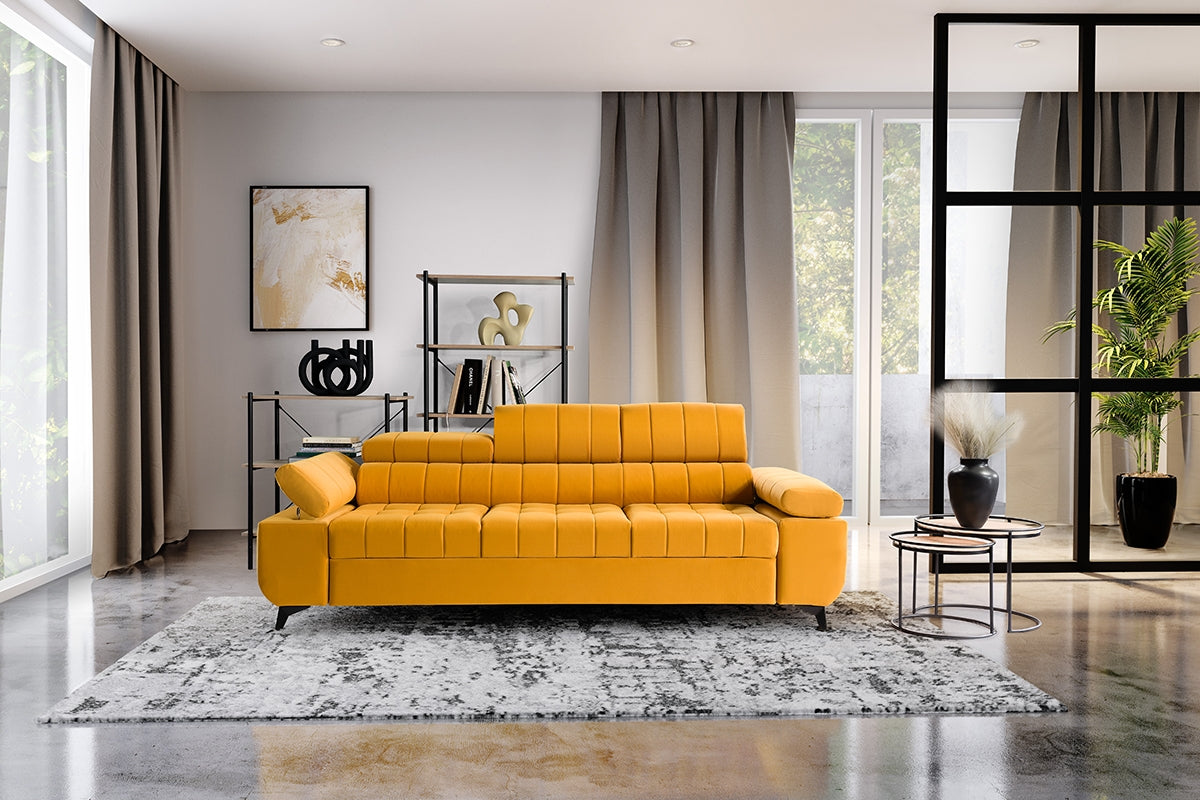 Dīvāns SIDNEY 255/73-91/100 cm dzeltens - N1 Home