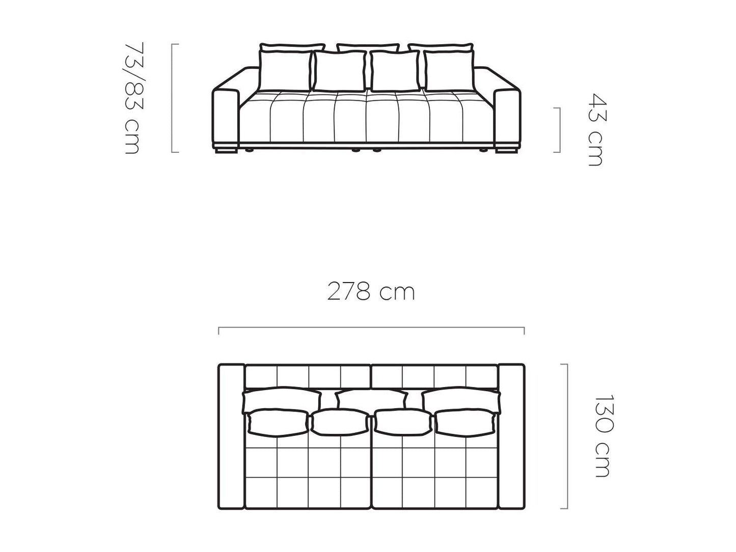 Dīvāns Mots 278/83/130 cm bēšs - N1 Home