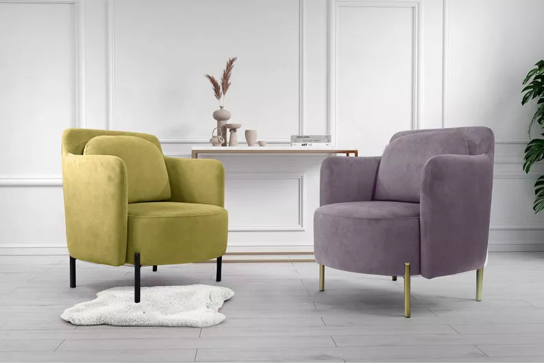 VENESE Kausa krēsls, laima zaļš samts, viegli tīrāms, ar zelta kājām - N1 Home