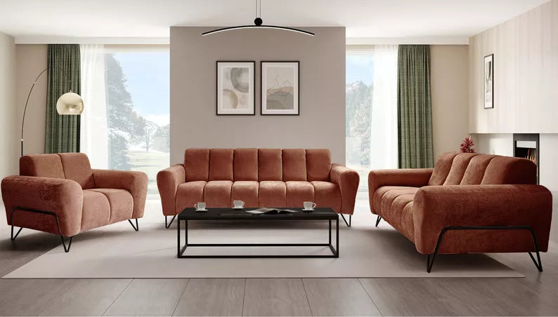 LAREVO Divvietīgs dīvāns, vara šenils - N1 Home