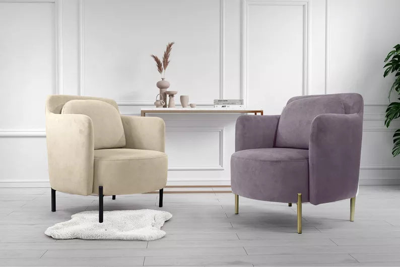VENESE Kausa krēsls, smilškrāsas, viegli tīrāms samts, ar melnām kājām - N1 Home