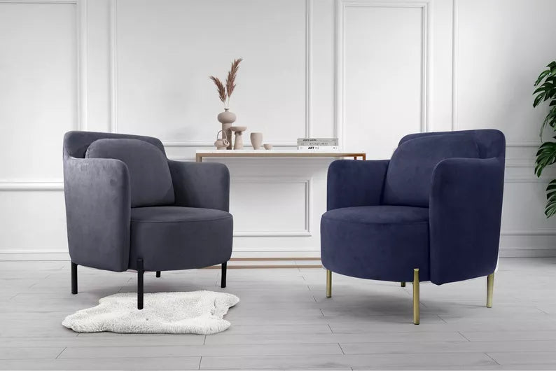 VENESE Kausa krēsls, antracīta, viegli tīrāms samts, ar zelta kājām - N1 Home