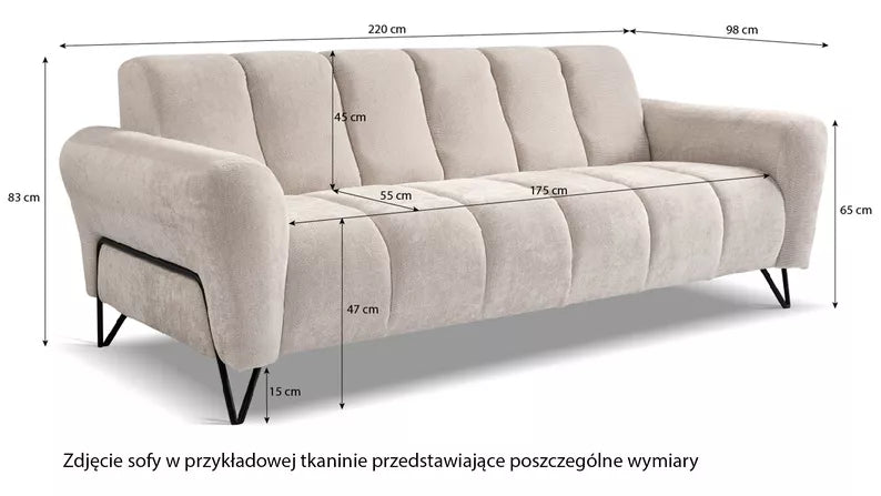 LAREVO Trīsvietīgs dīvāns, pelēks šenils - N1 Home