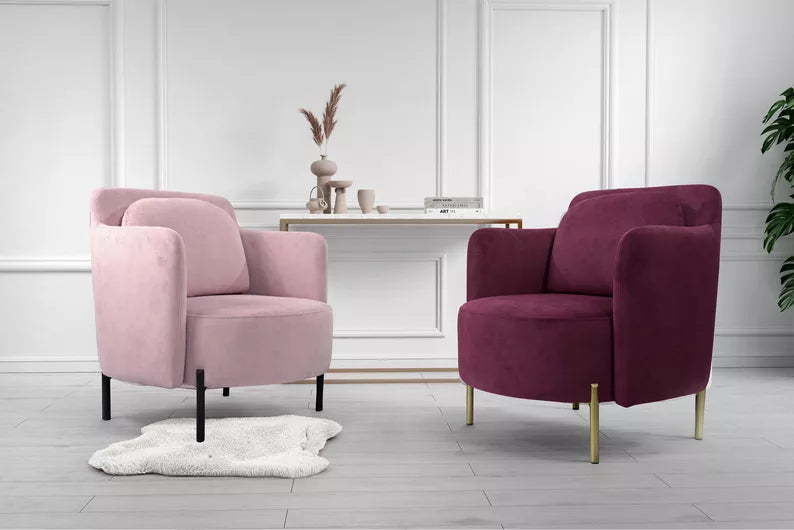 VENESE Kausa krēsls, rozā, viegli tīrāms samts, ar zelta kājām - N1 Home