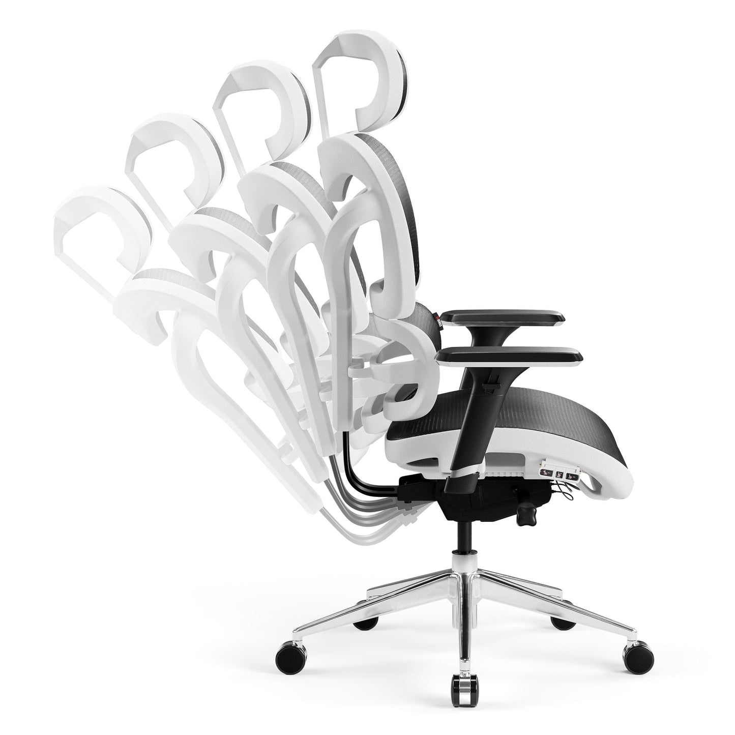 Krēsls V - Co 126-137/69/49,5 cm melns/balts - N1 Home