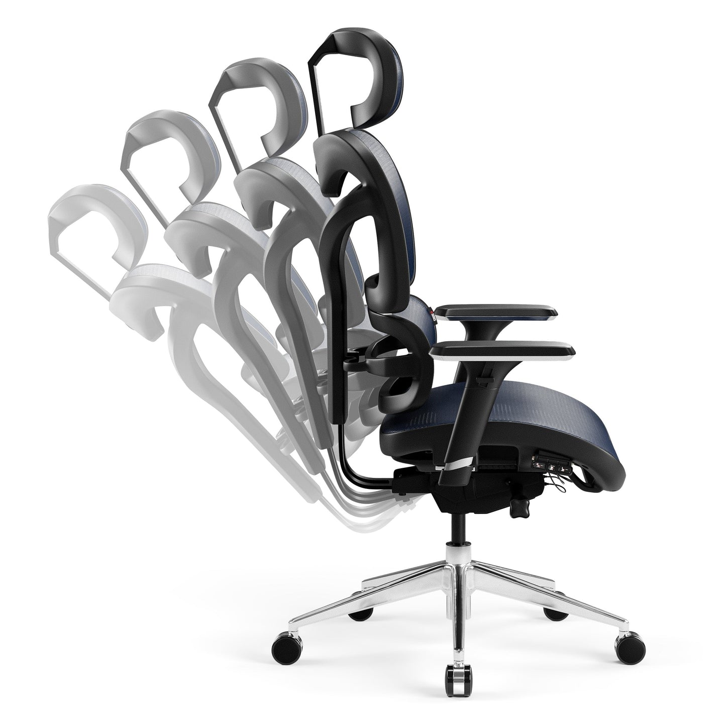 Krēsls V - Co 126-137/69/49,5 cm melns/zils - N1 Home