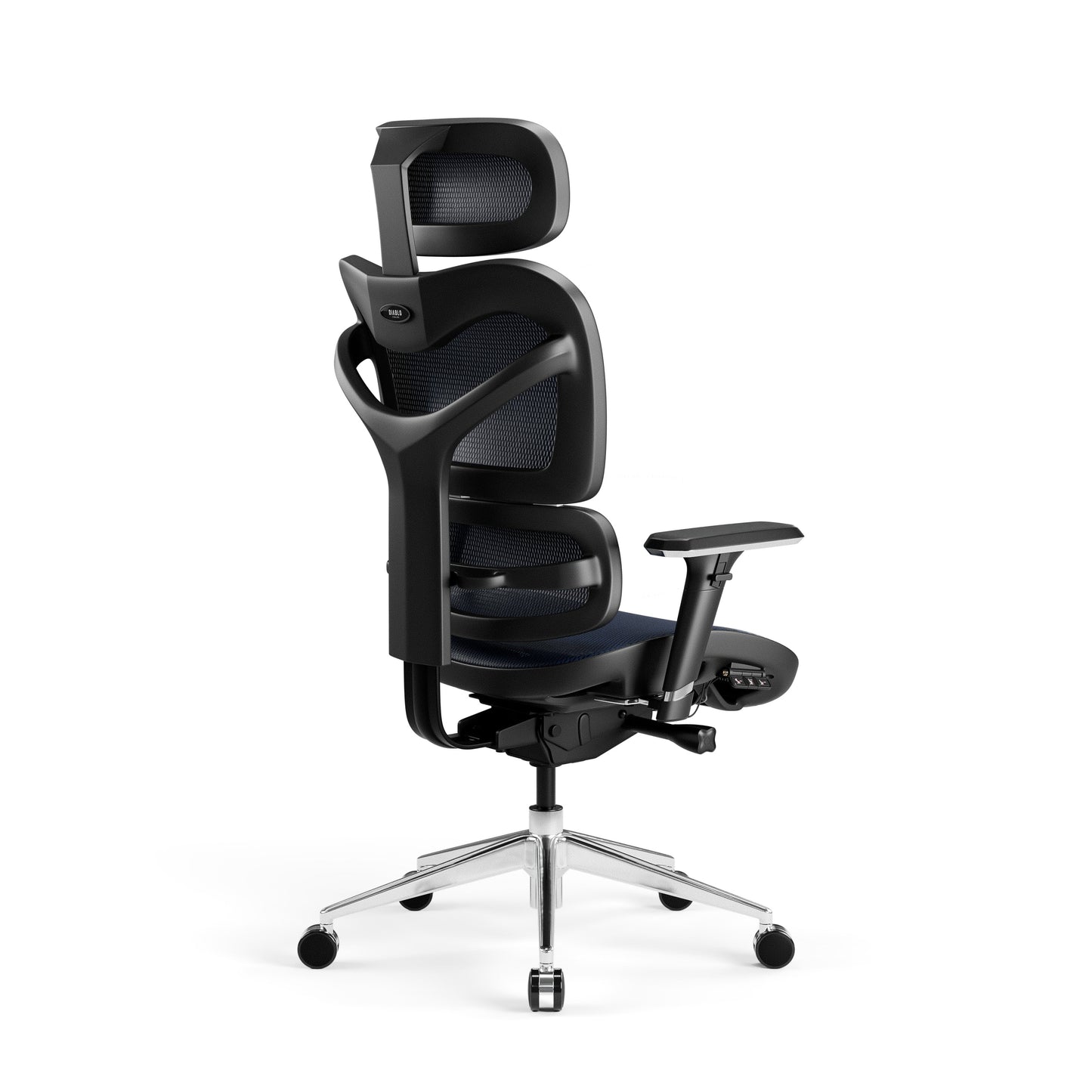Krēsls V - Co 126-137/69/49,5 cm melns/zils - N1 Home