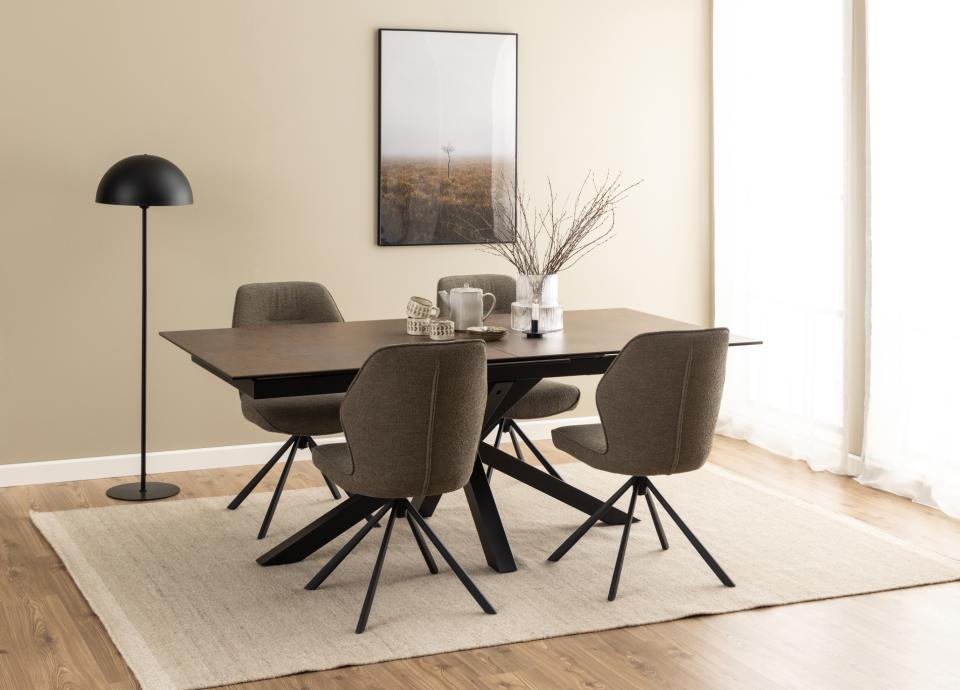 Galds Heva 200/240x100x76 cm brūna Lemco neapstrādāta keramika - N1 Home