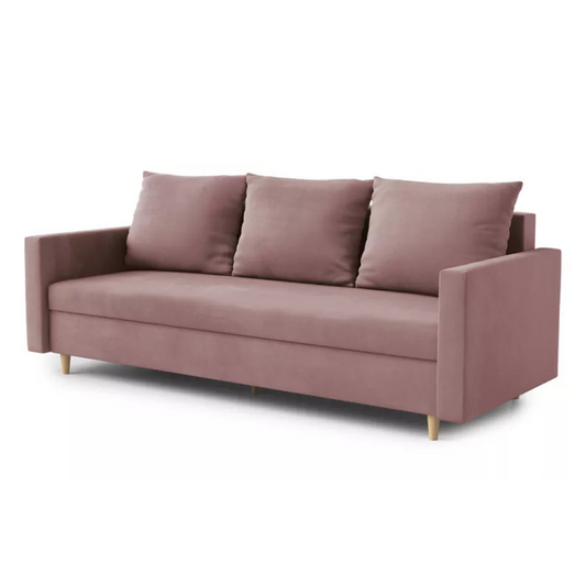 LUTTO Dīvāns ar glabātuvi, izvelkamais, rozā samts - N1 Home