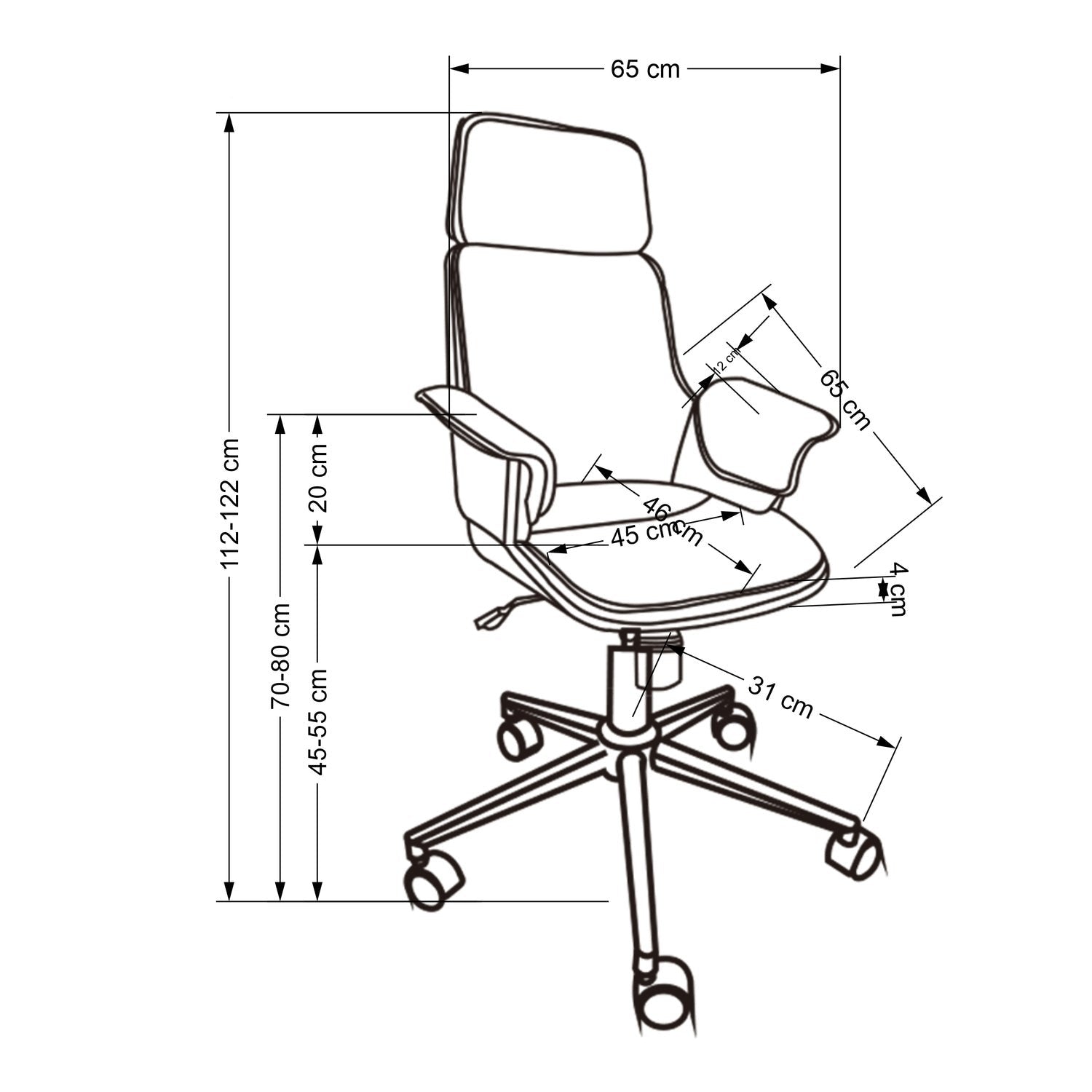 Krēsls Veb 65/65/112-122/45-55 cm dzintars/melns - N1 Home