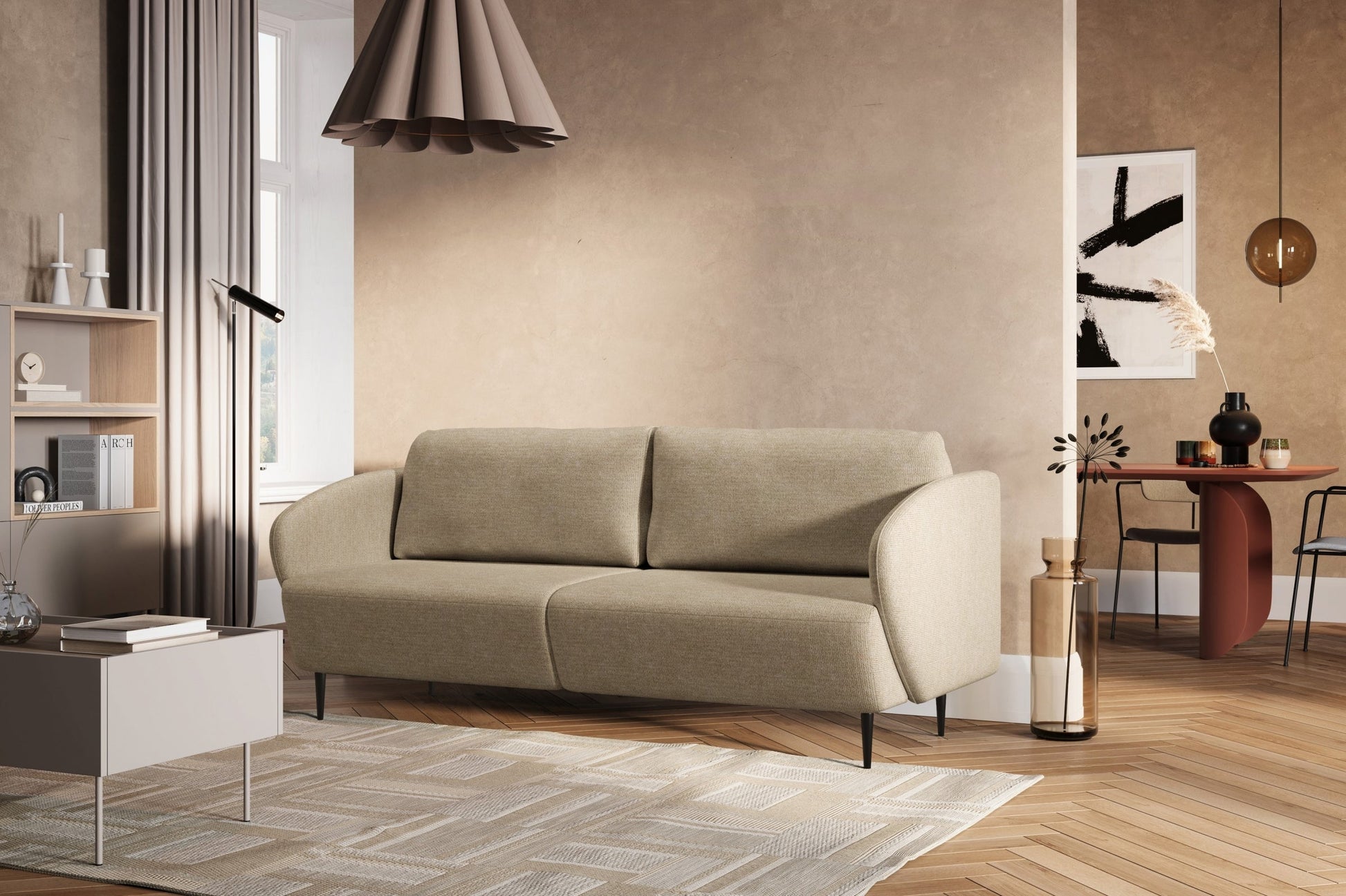 Dīvāns Nao 212/95/98 cm Uni 8005 Sand/melnas kājas - N1 Home