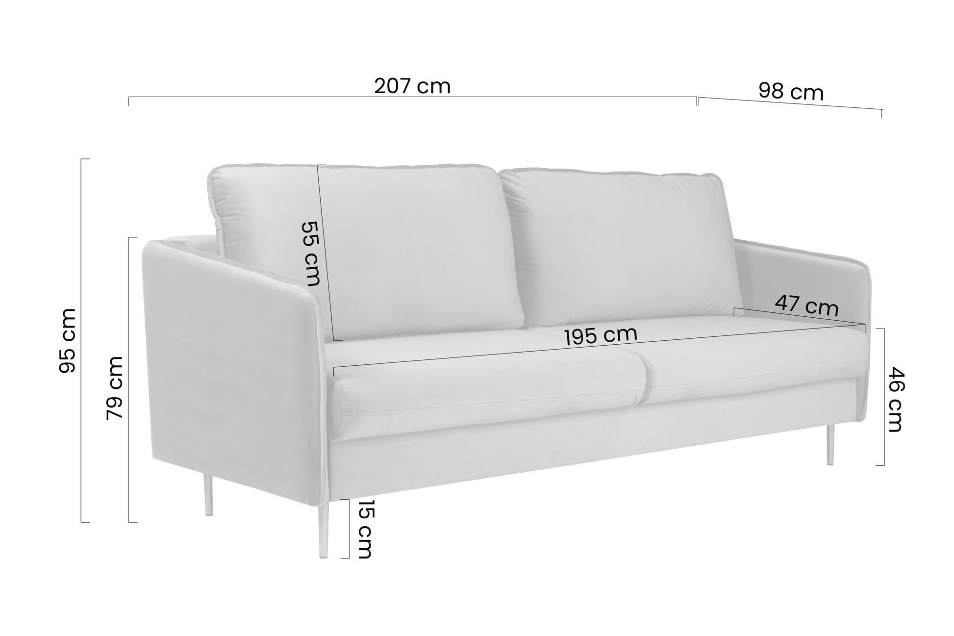 Dīvāns Tai 207/95/98 cm - N1 Home