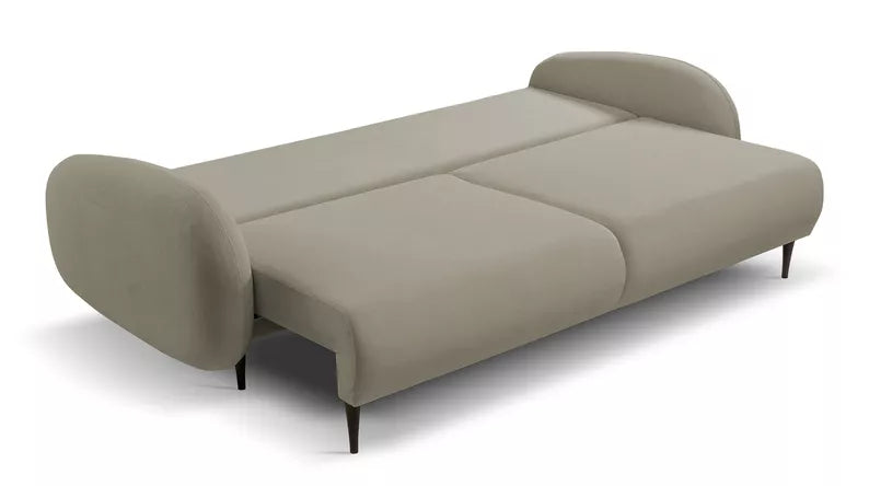 FRABA Izvelkamais dīvāns ar gulēšanas funkciju, veļas konteineru, smilškrāsas samts - N1 Home