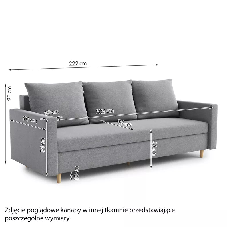 LUTTO Dīvāns ar glabātuvi, izvelkamais, gaiši pelēks samts - N1 Home