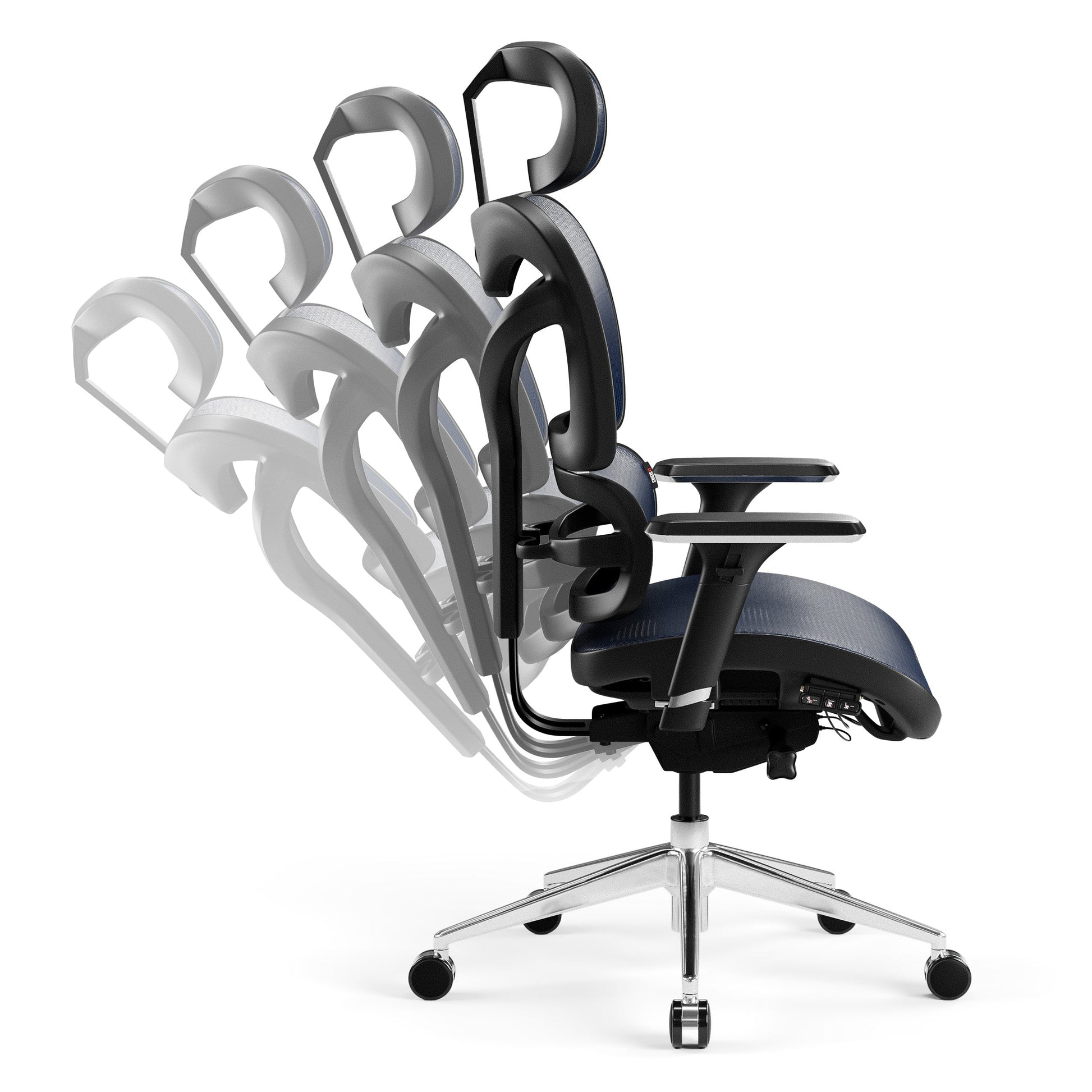 Krēsls V - Co 126-137/69/49,5 cm melns/zils - N1 Home